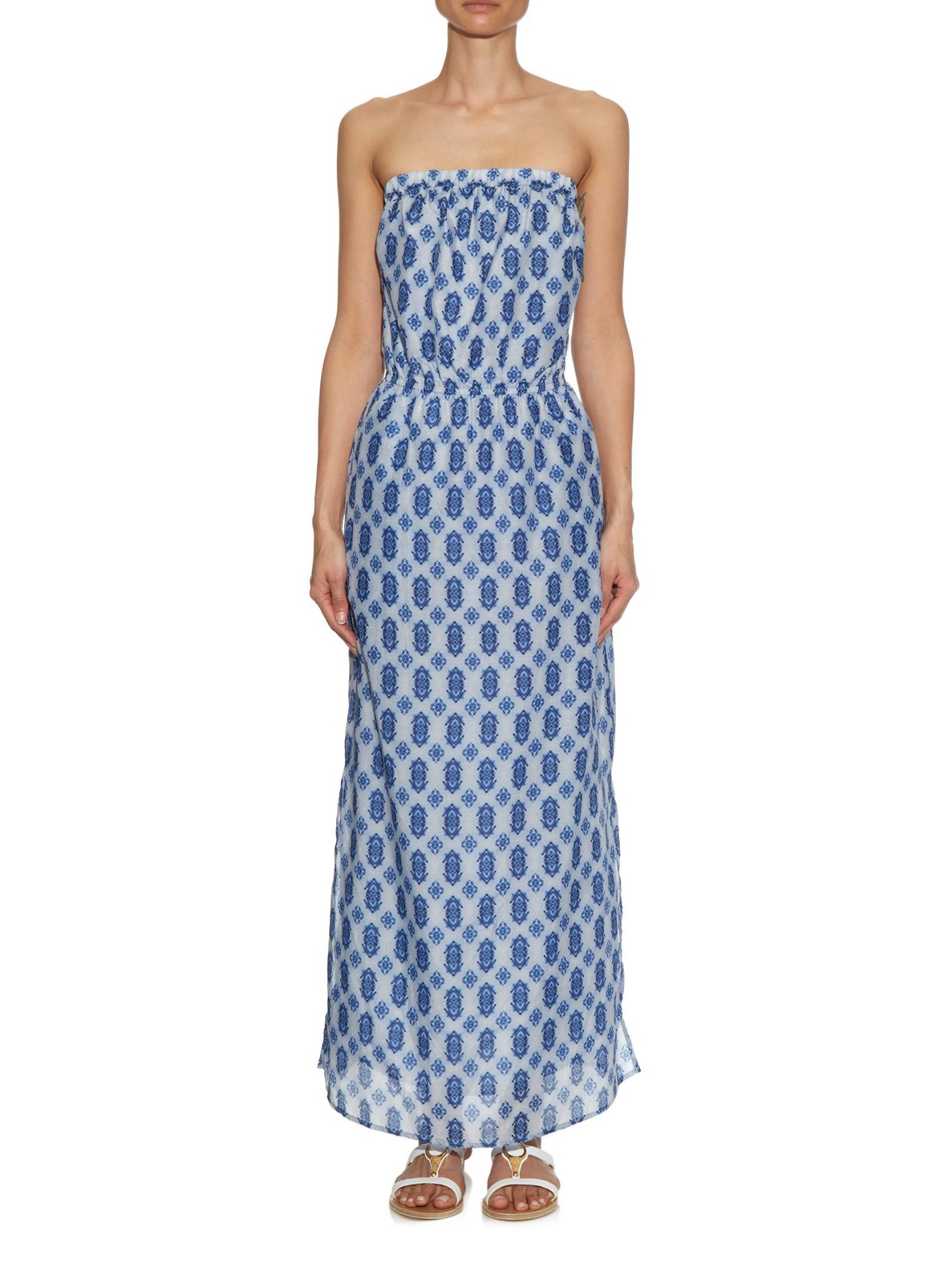 cotton strapless maxi dress