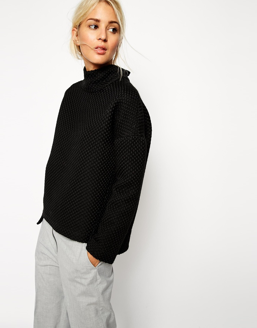 Black Funnel Neck Jumper Online Sale 