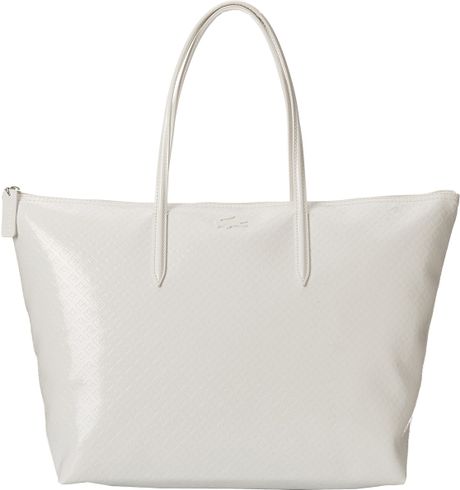 Lacoste L.12.12 Glossy Large Shopping Bag in White (Light Gray)