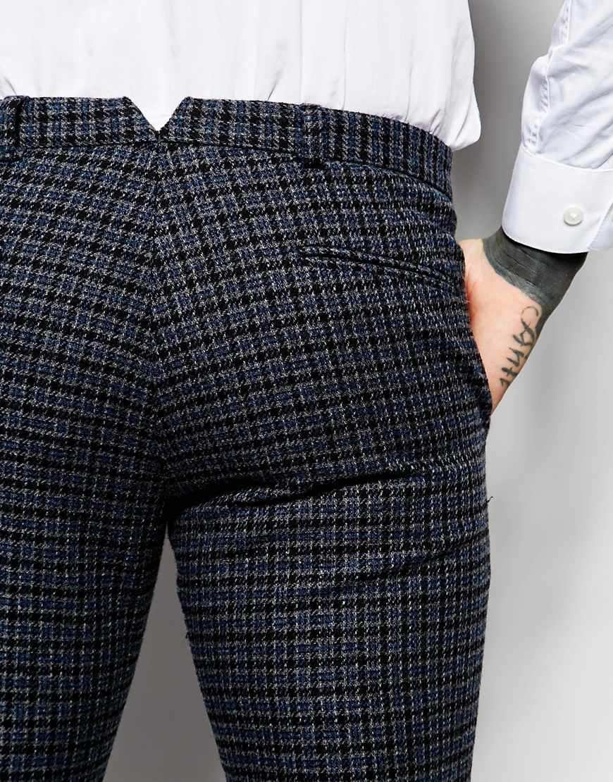 skinny fit checked trousers