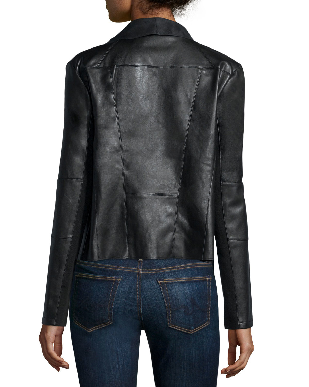 Bagatelle Long Sleeve Faux Leather Draped Jacket In Black Lyst