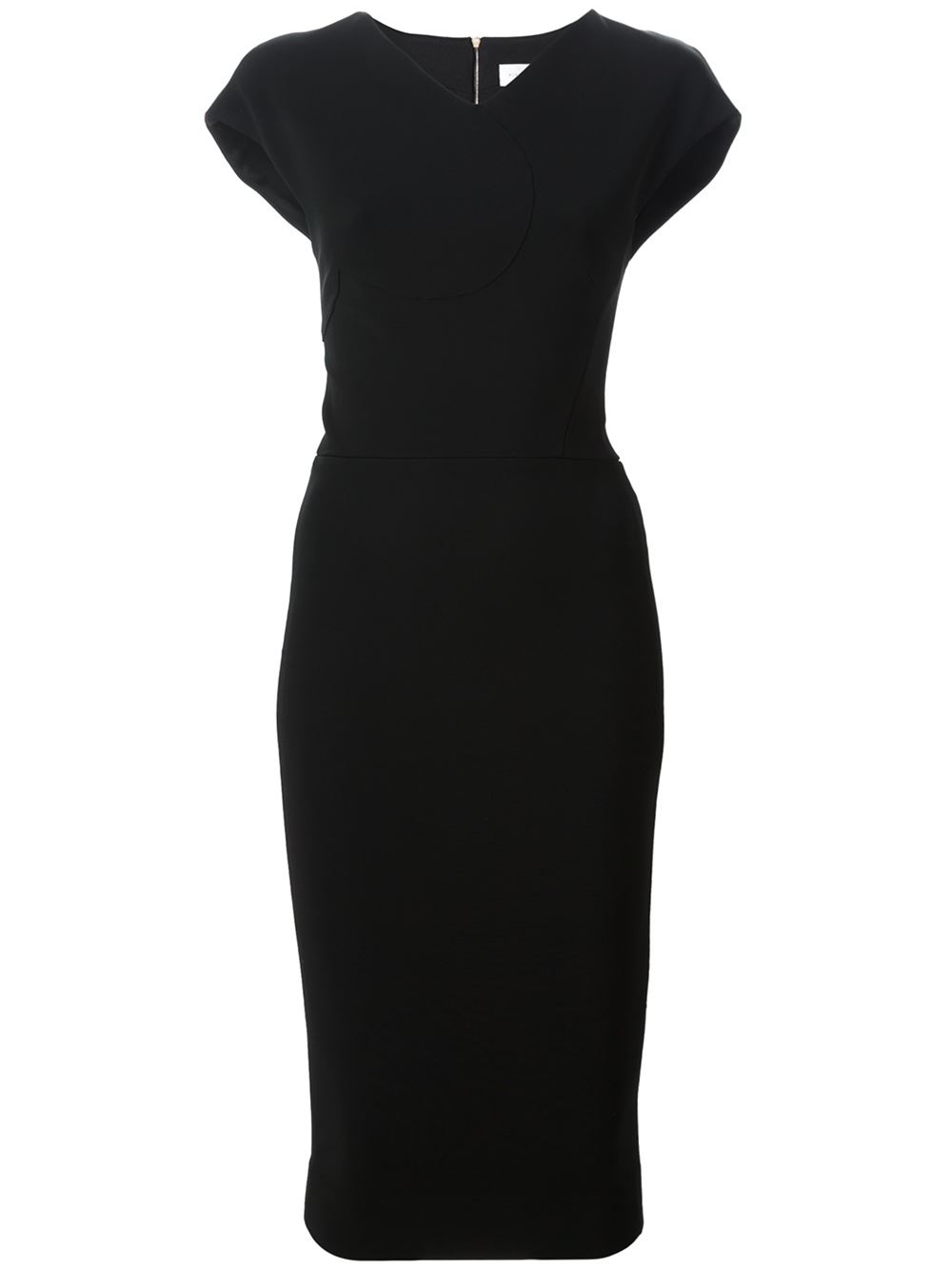 Victoria Beckham Zip Detail Fitted Dress in Black - Lyst