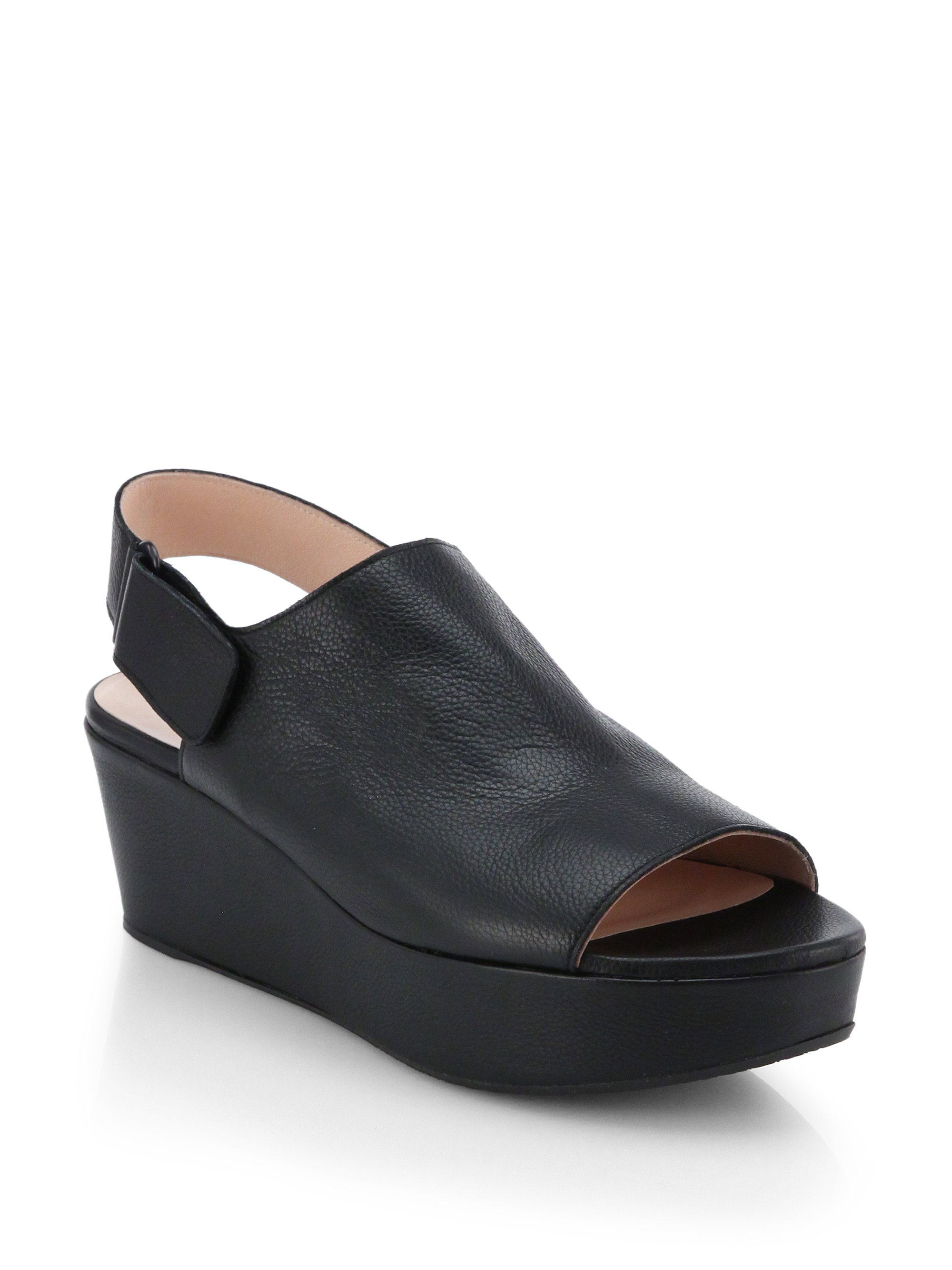 Stuart Weitzman Offset Wedge Platform Sandals in Black | Lyst