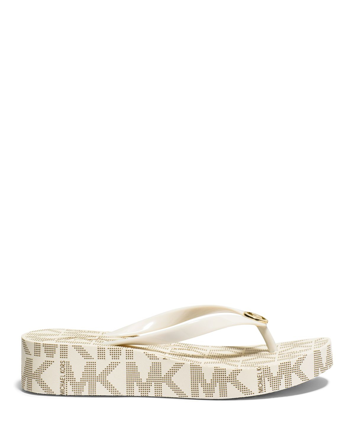 MICHAEL Michael Kors Flip Flop Wedge Sandals - Bedford Logo in White | Lyst