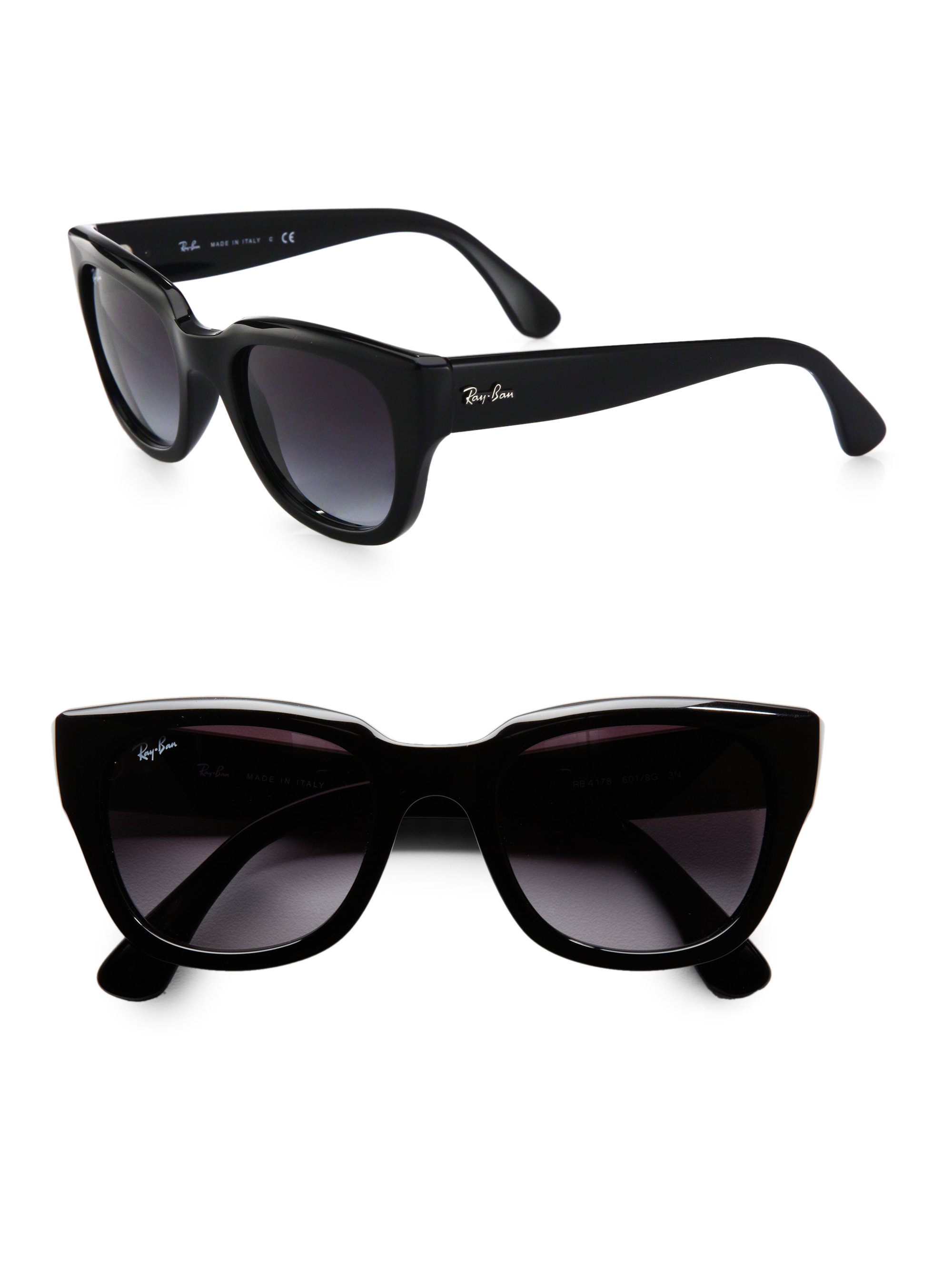 Cat-eye frame sunglasses in black acetate