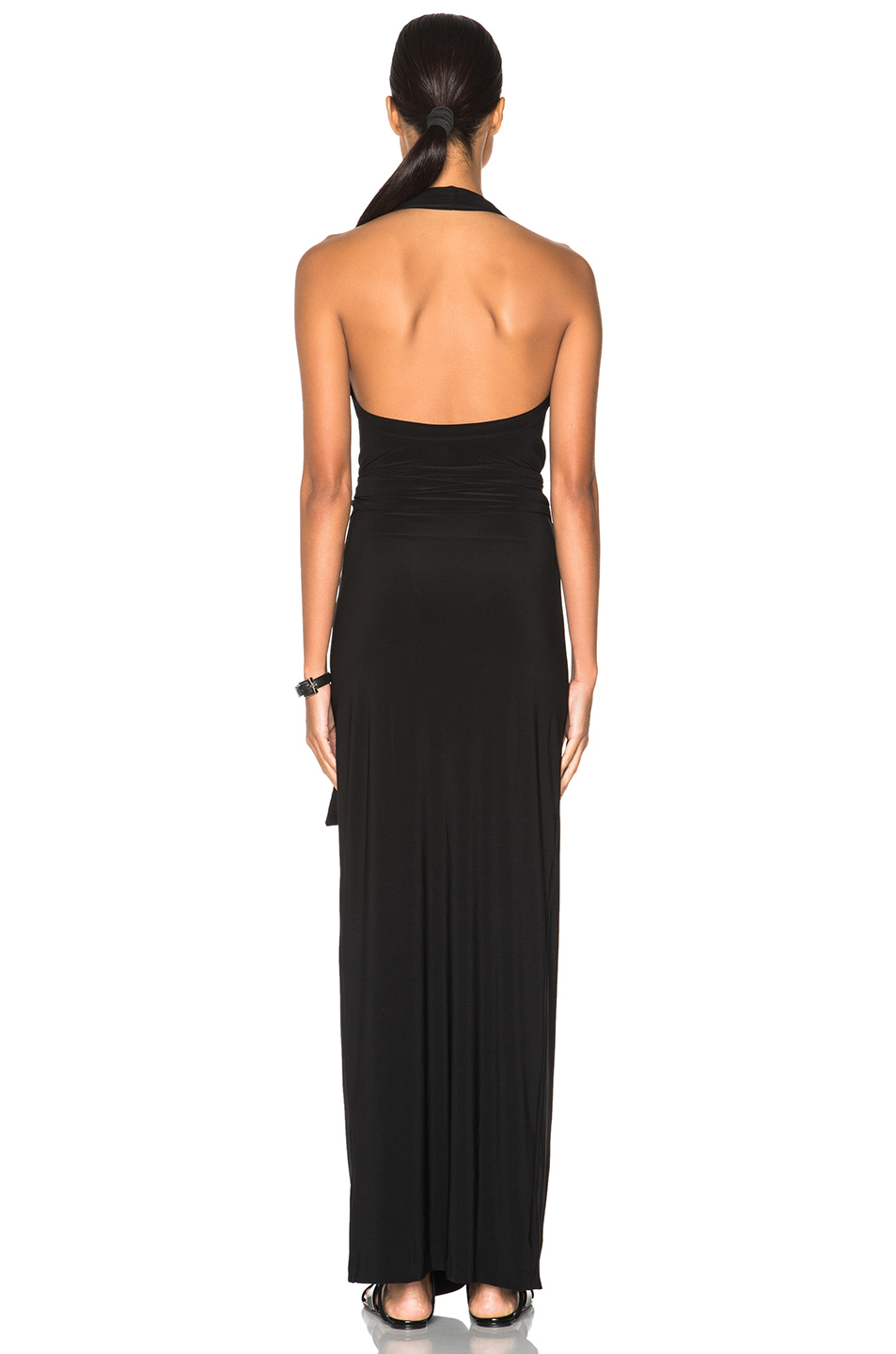 Norma Kamali Synthetic Halter Wrap Dress in Black - Lyst