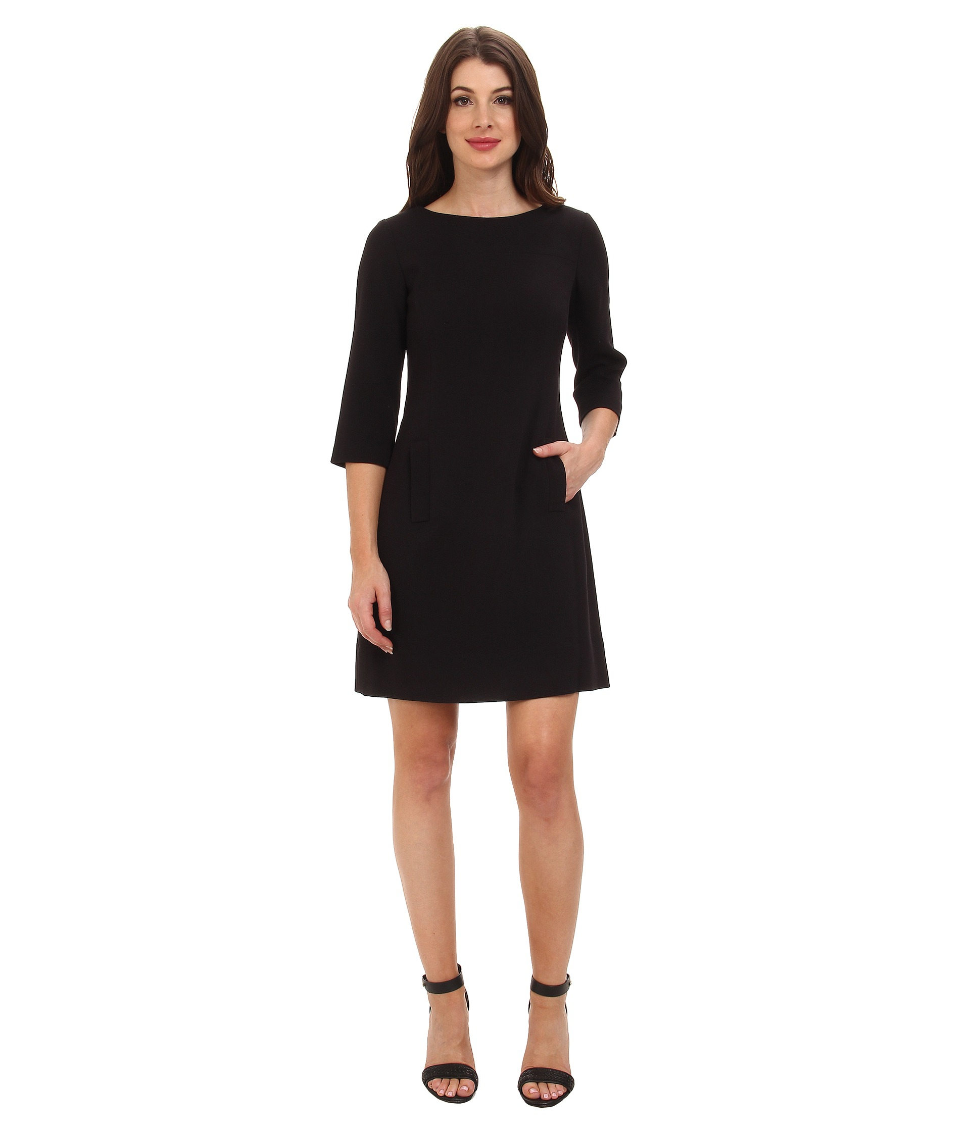 black sheath dress with pockets