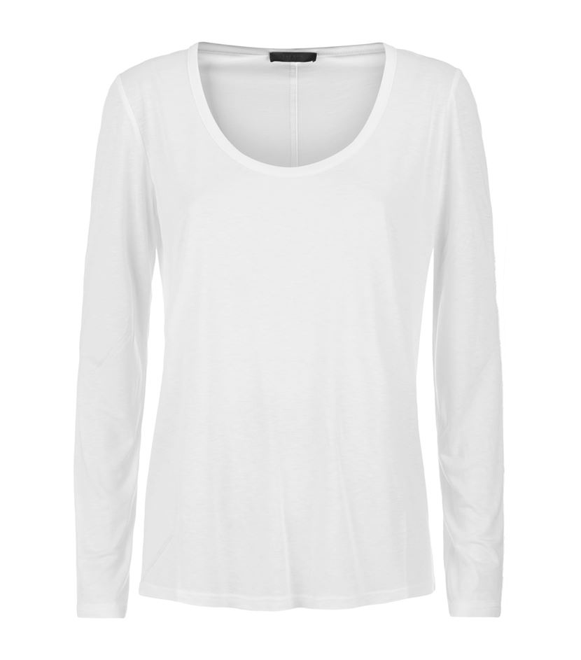 The Row Baxerton Long Sleeve Scoop Neck T-Shirt in White | Lyst