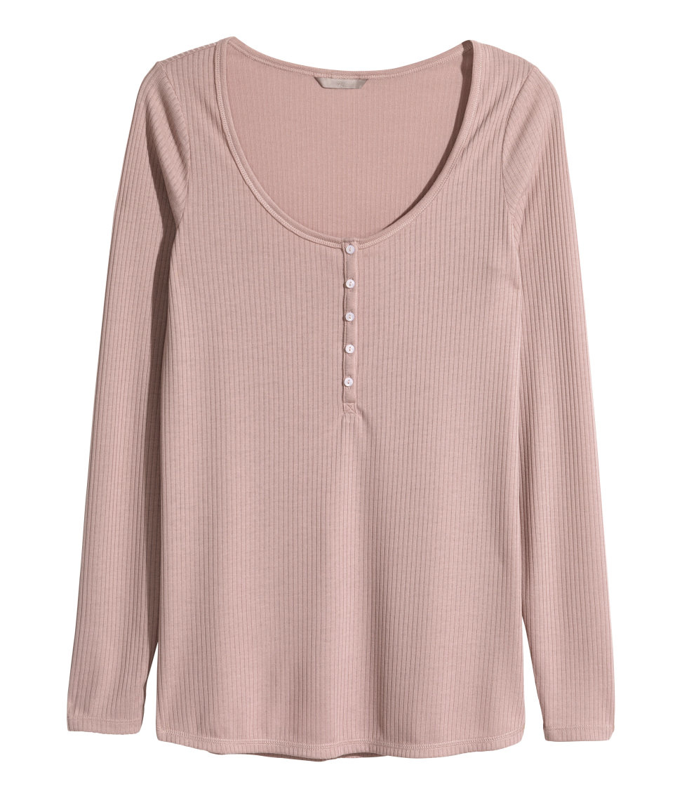 H&M Synthetic + Henley Shirt in Light Pink (Pink) - Lyst