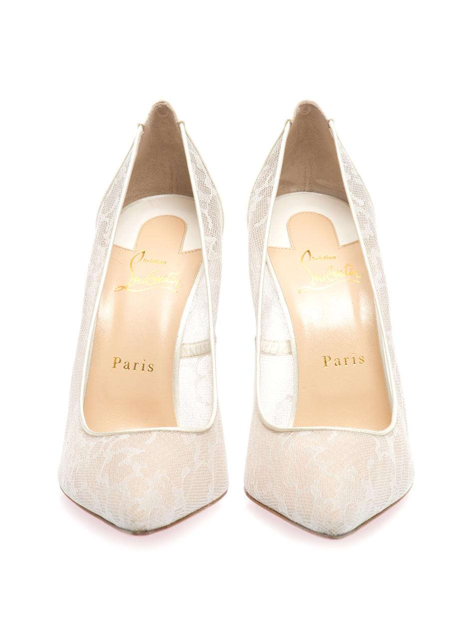 Christian Louboutin Pigalle 100Mm Lace Pumps in White - Lyst