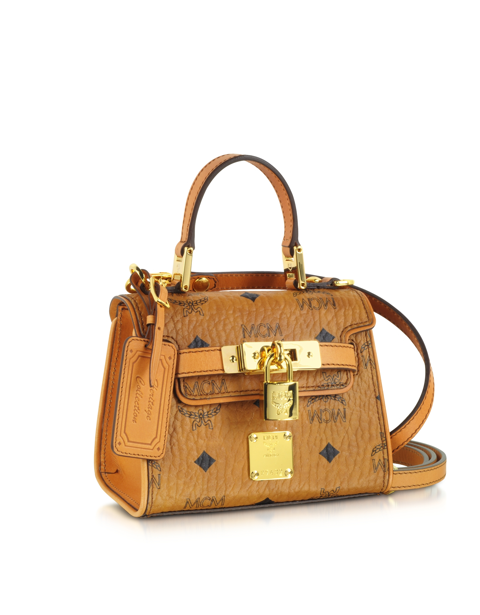 Mcm Heritage Line Cognac Baby Satchel In Brown Lyst