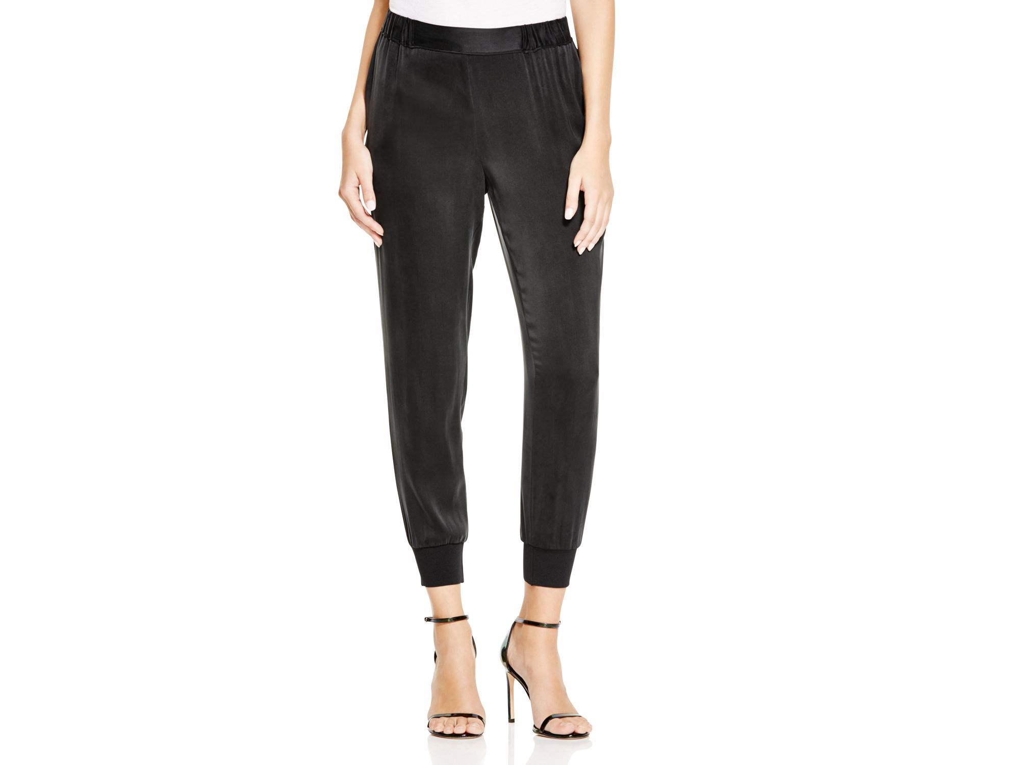 black silk joggers