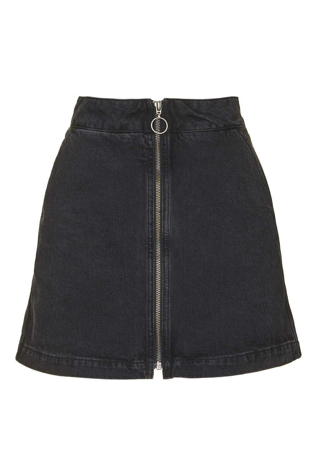 black zip denim skirt
