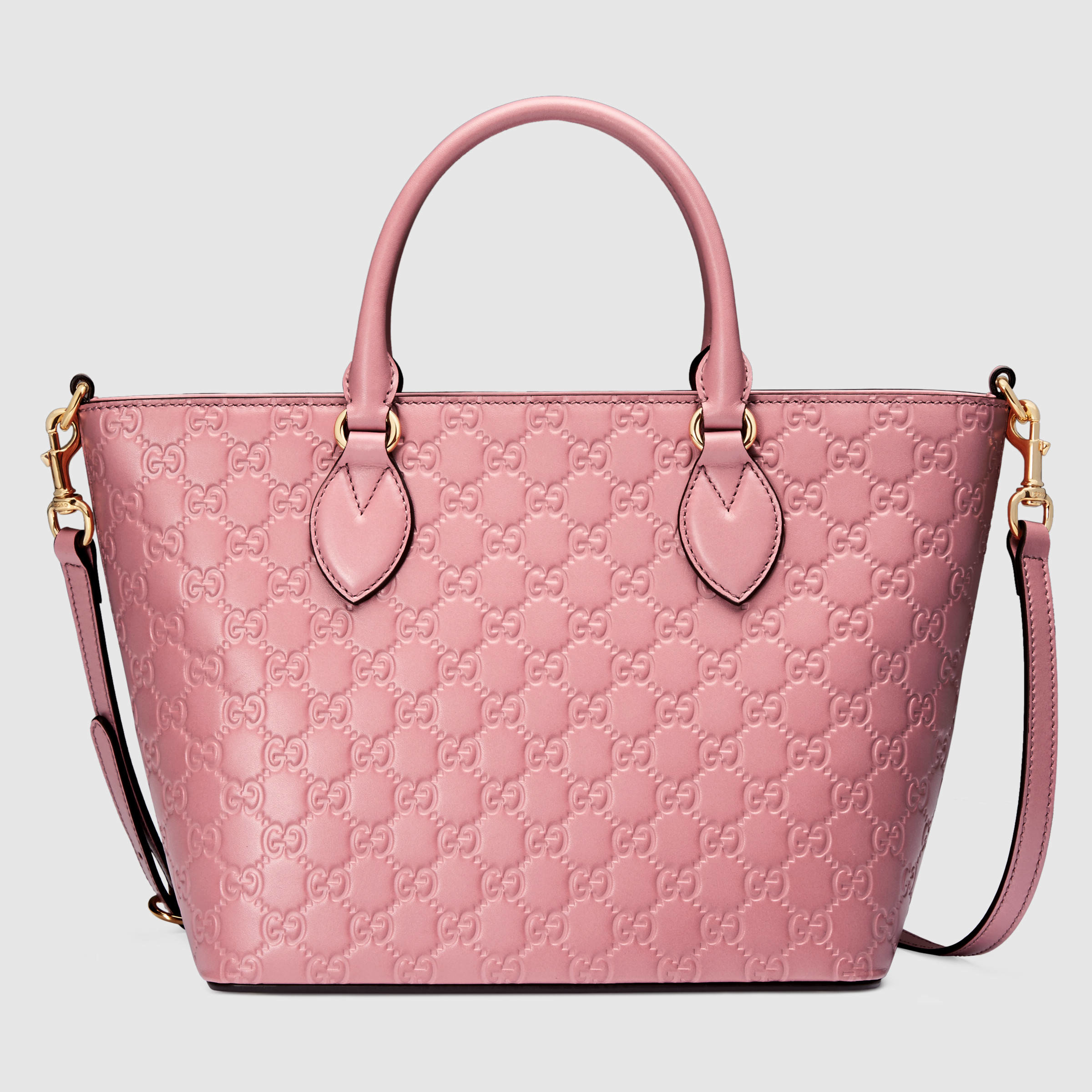 Gucci Signature Leather Tote in Pink | Lyst