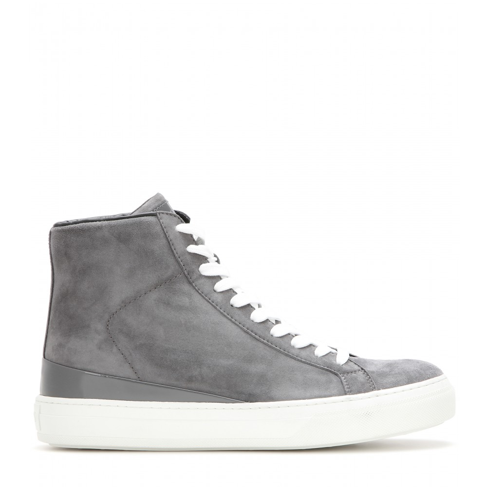 Suede High-top Sneakers in Grey (Gray 