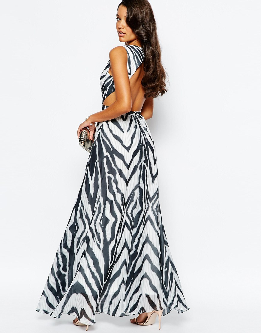 Forever Unique Zebra Print Maxi Dress With Side Cut Outs - Zebra Print in  Blue | Lyst