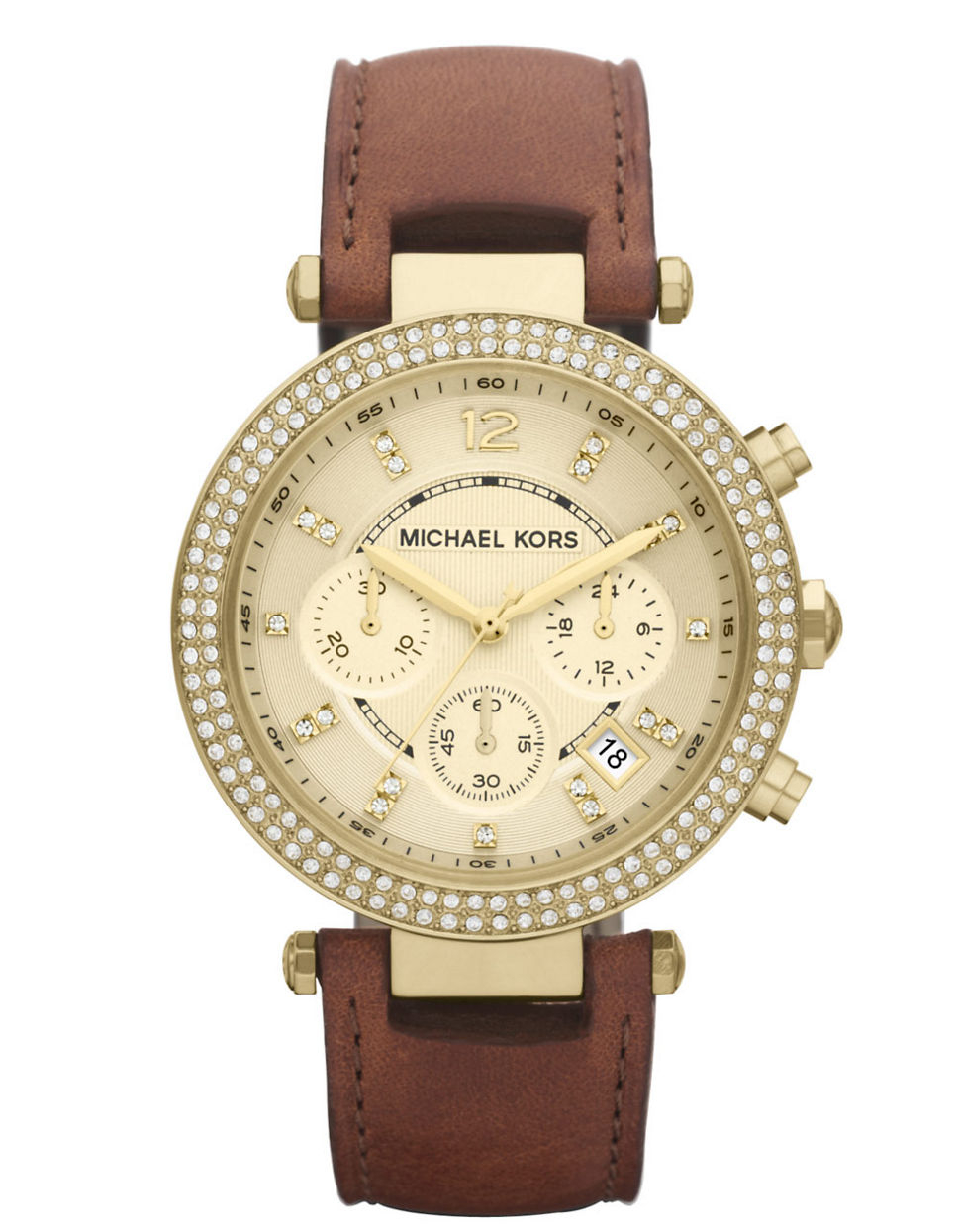 gold watch brown strap