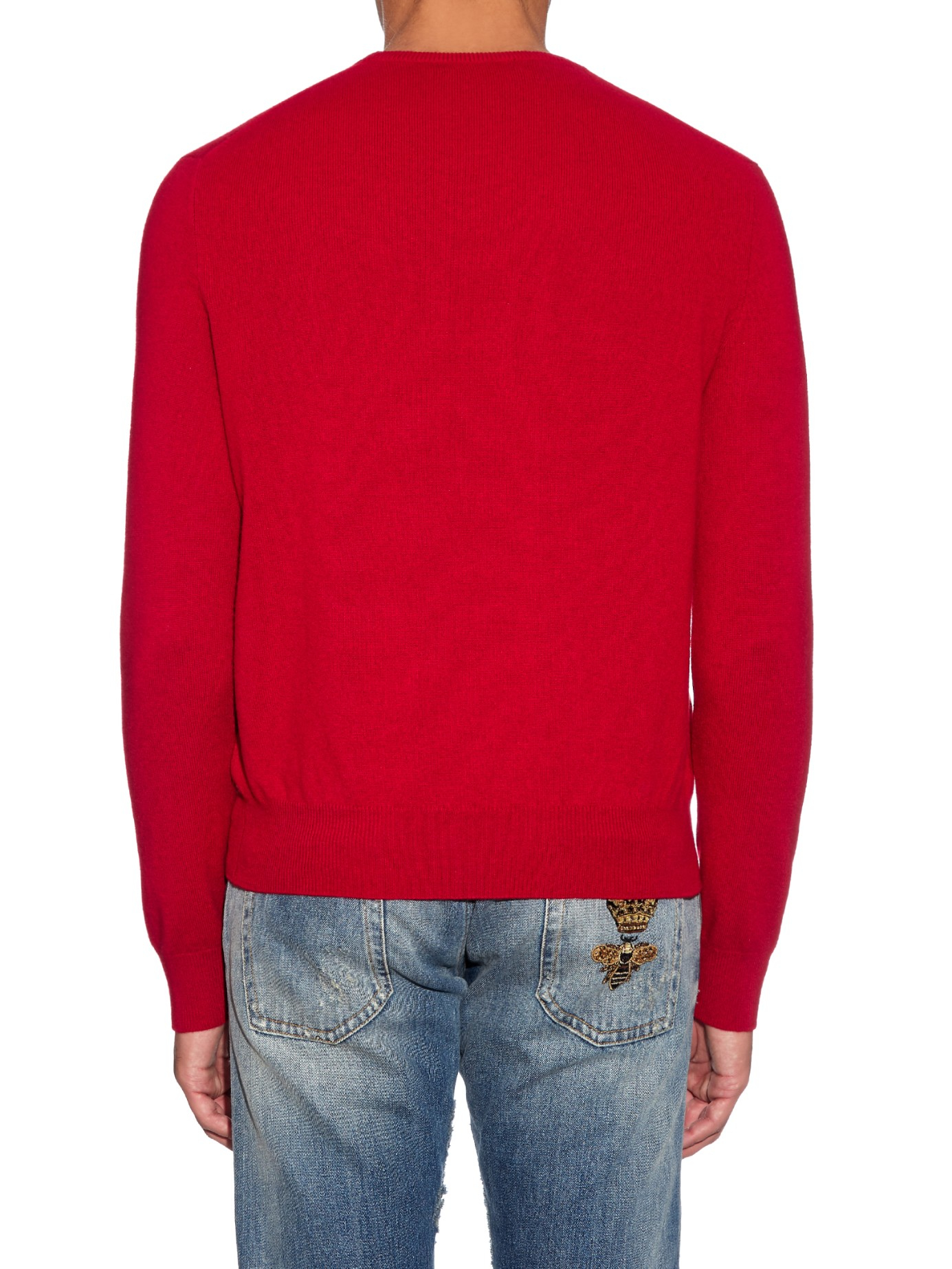 Polo Ralph Lauren Crew-neck Long-sleeved Wool Sweater in Red for Men - Lyst
