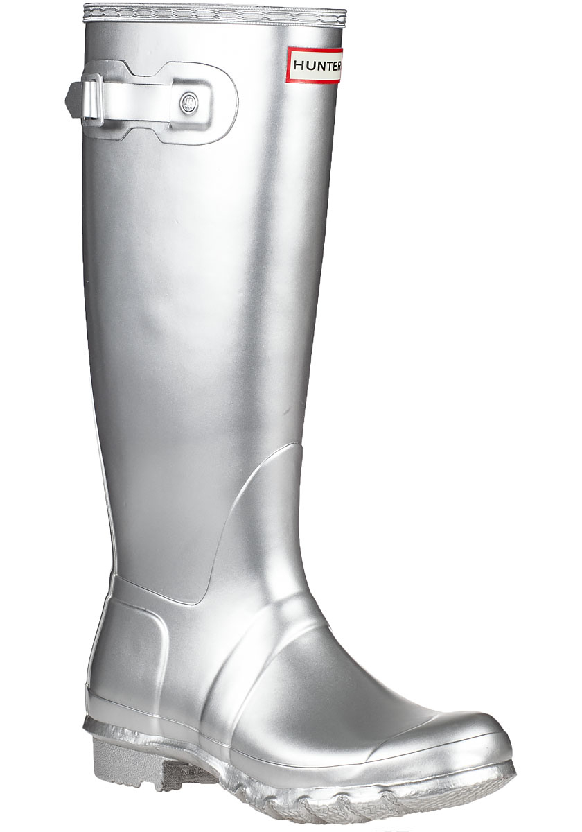 silver rain boots