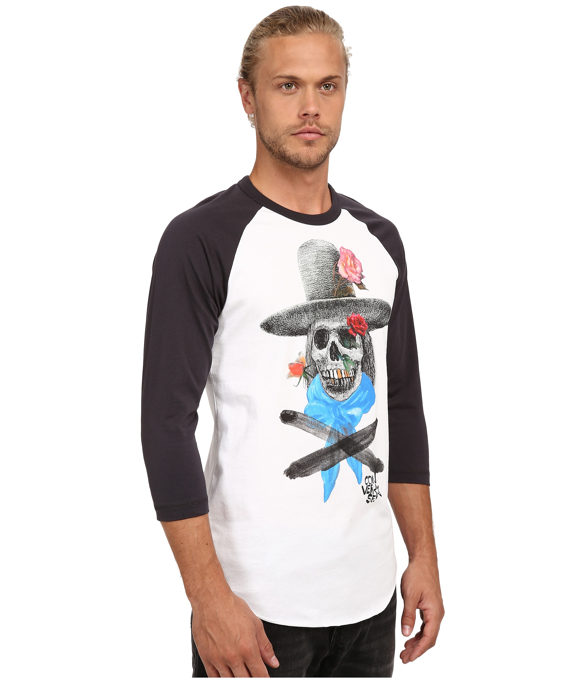 Download Converse Johnny Skull 3/4 Raglan in White for Men - Lyst