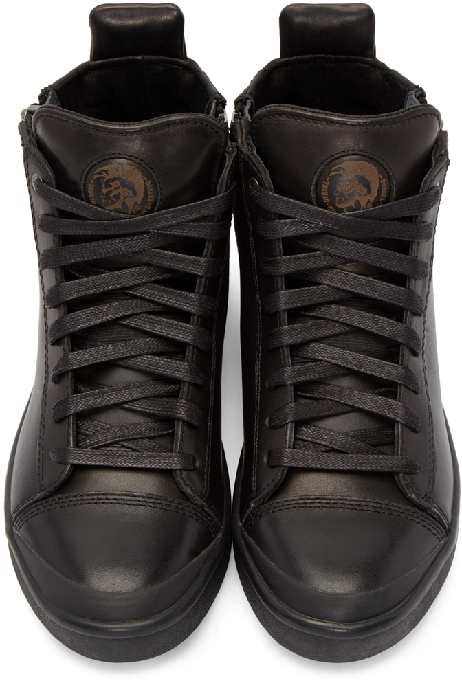 DIESEL Black Leather Snentish Hightop Sneakers for Men Lyst