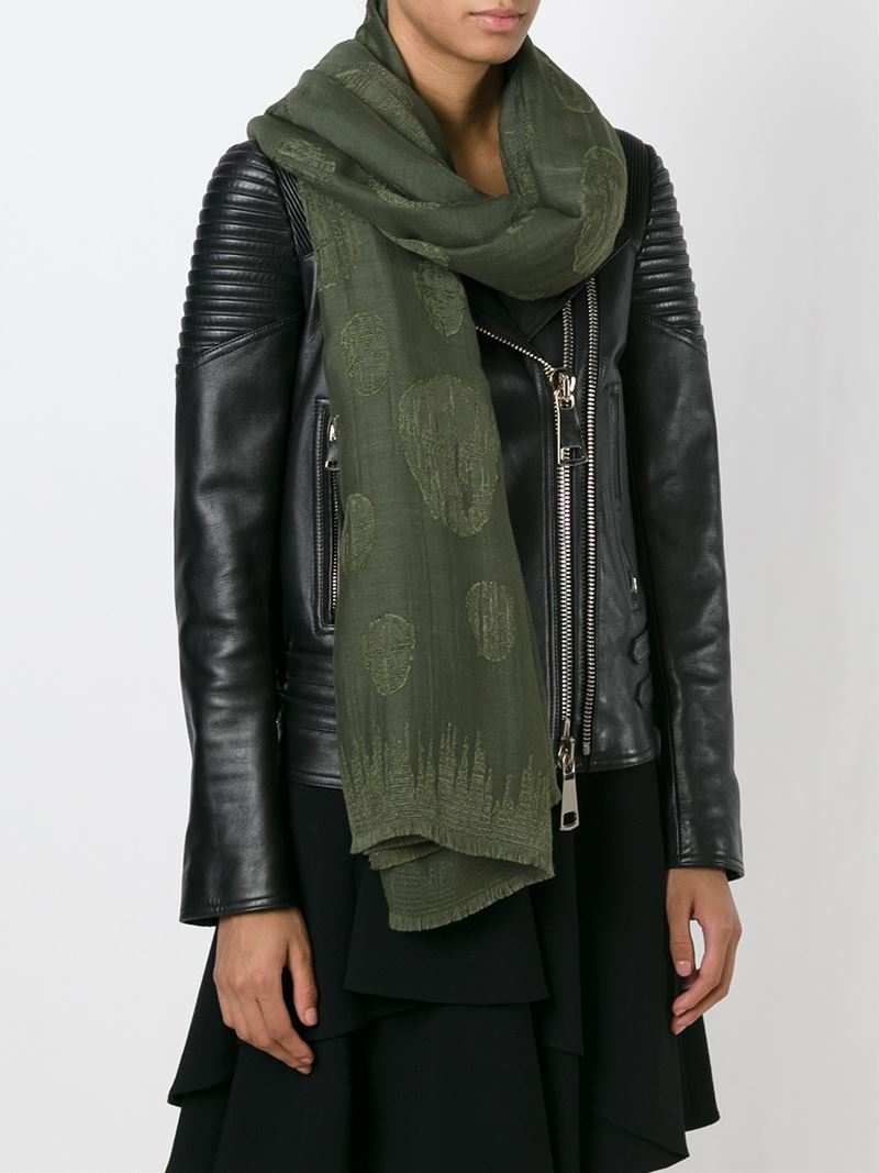 Lyst - Alexander McQueen Skull Knit Scarf in Green