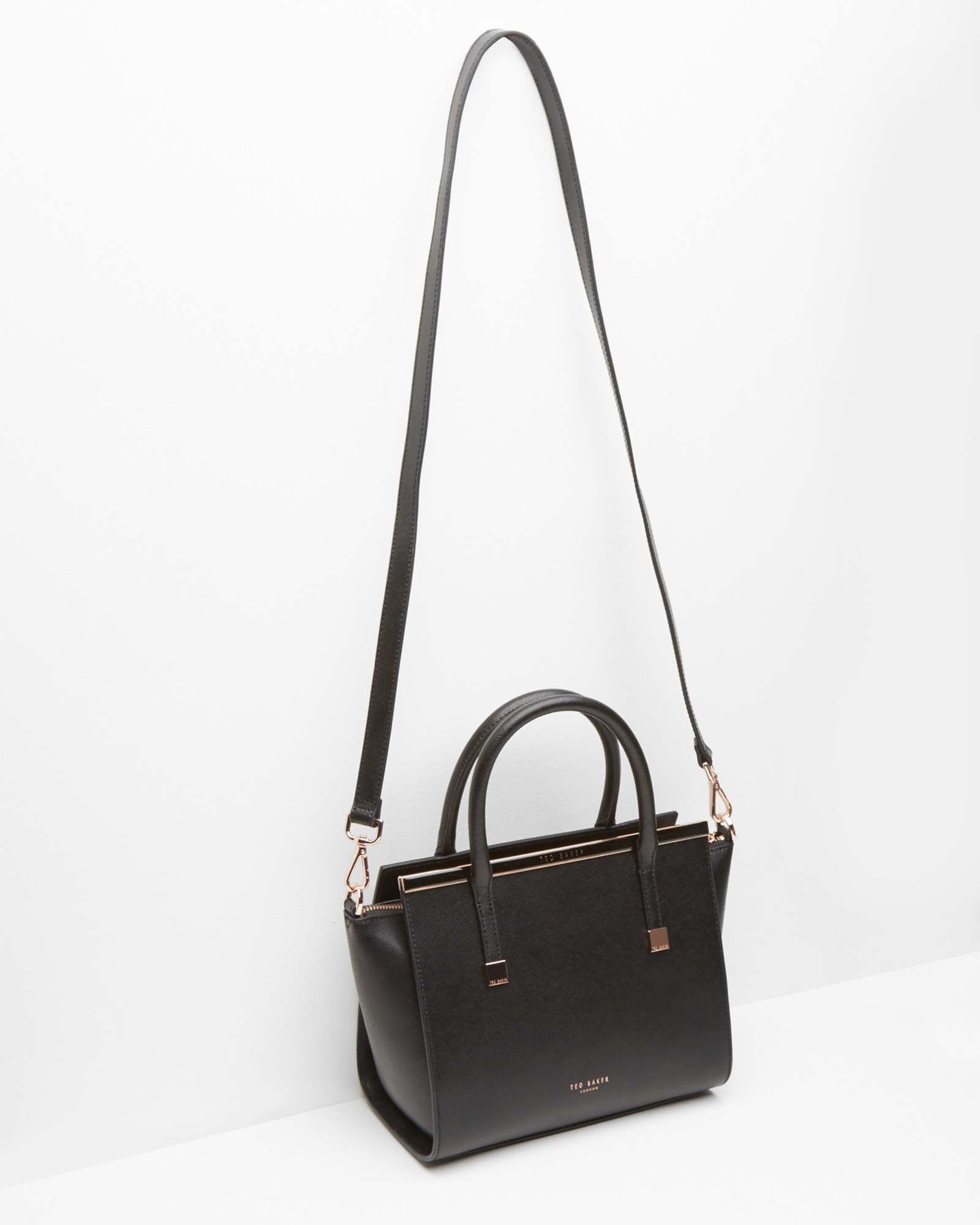 Ted Baker Crosshatch Leather Tote Bag in Black | Lyst