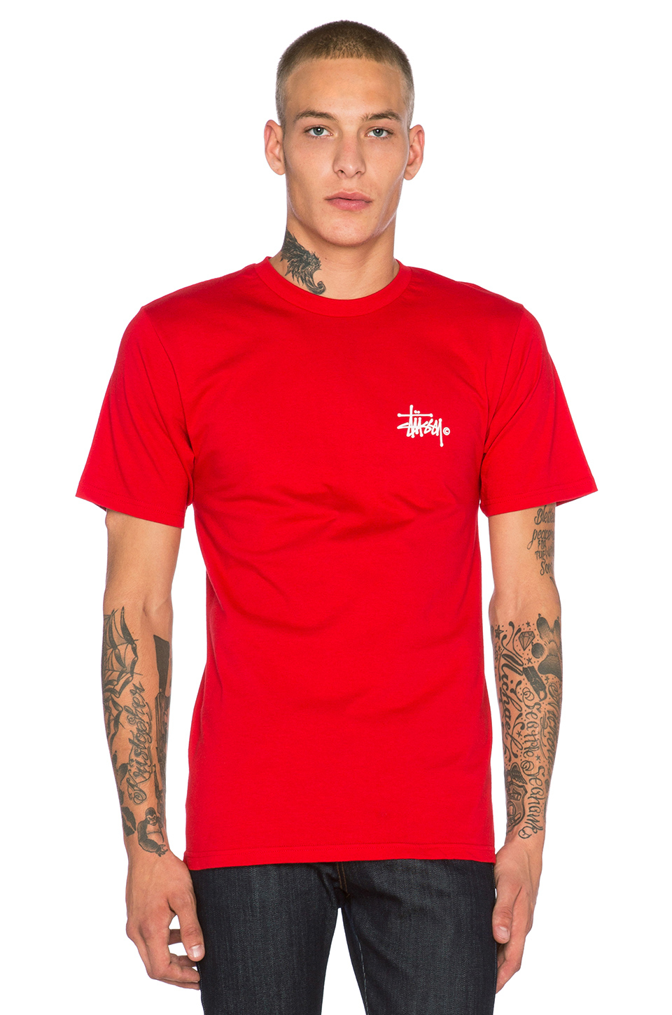 stimulere Omsorg Normalt Stussy Basic Logo Cotton-Jersey T-Shirt in Red for Men | Lyst