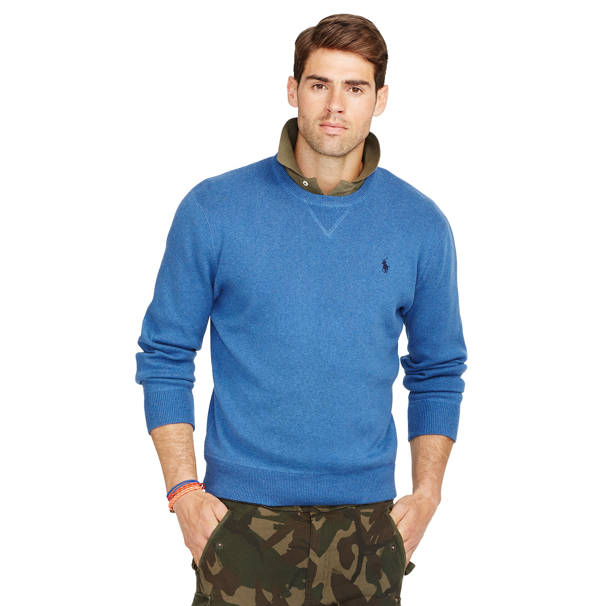 Polo ralph lauren Cotton Crewneck Sweater in Blue for Men (shale blue ...