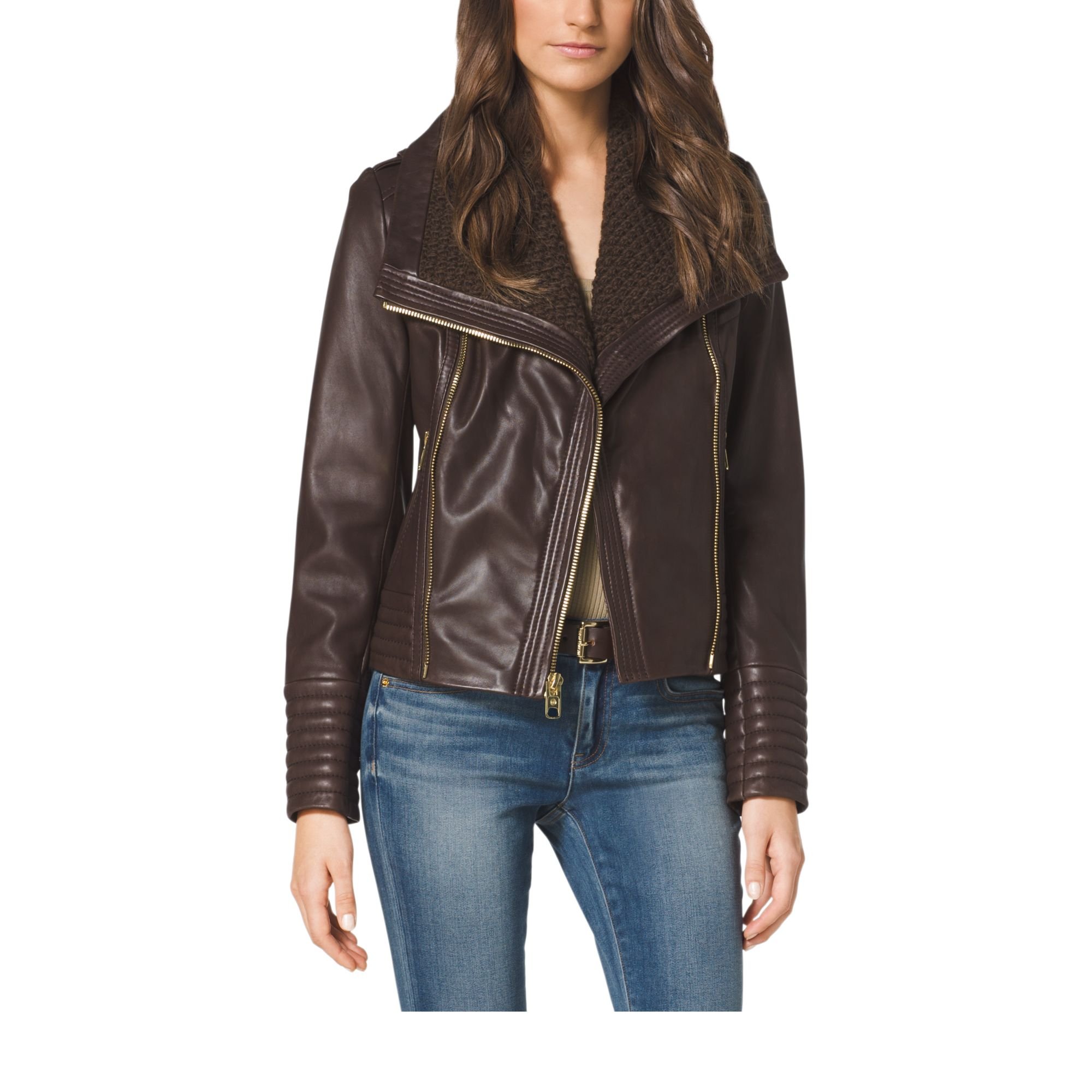 michael kors asymmetrical leather jacket