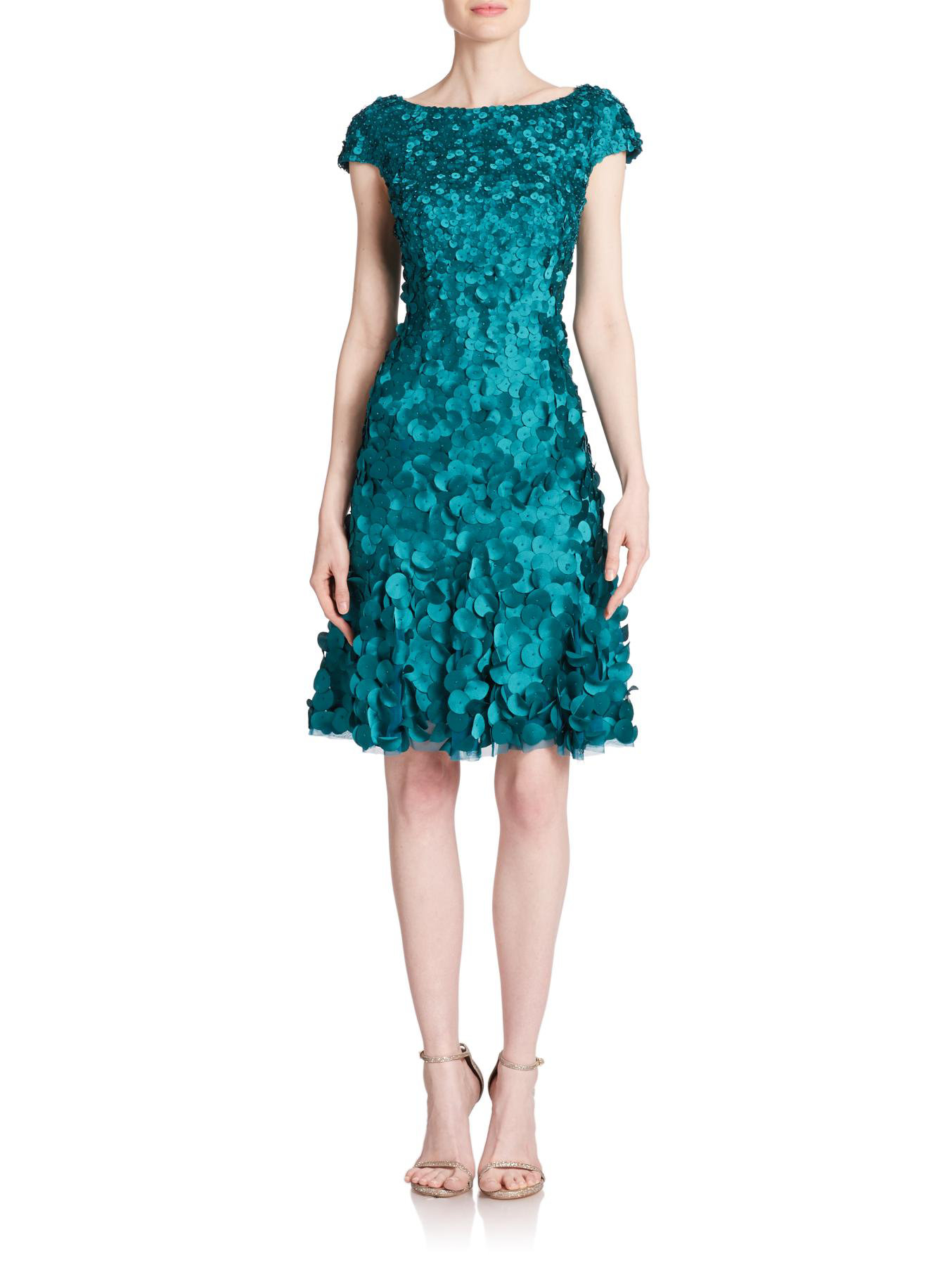 Lyst Theia Petalembellished Dress in Blue