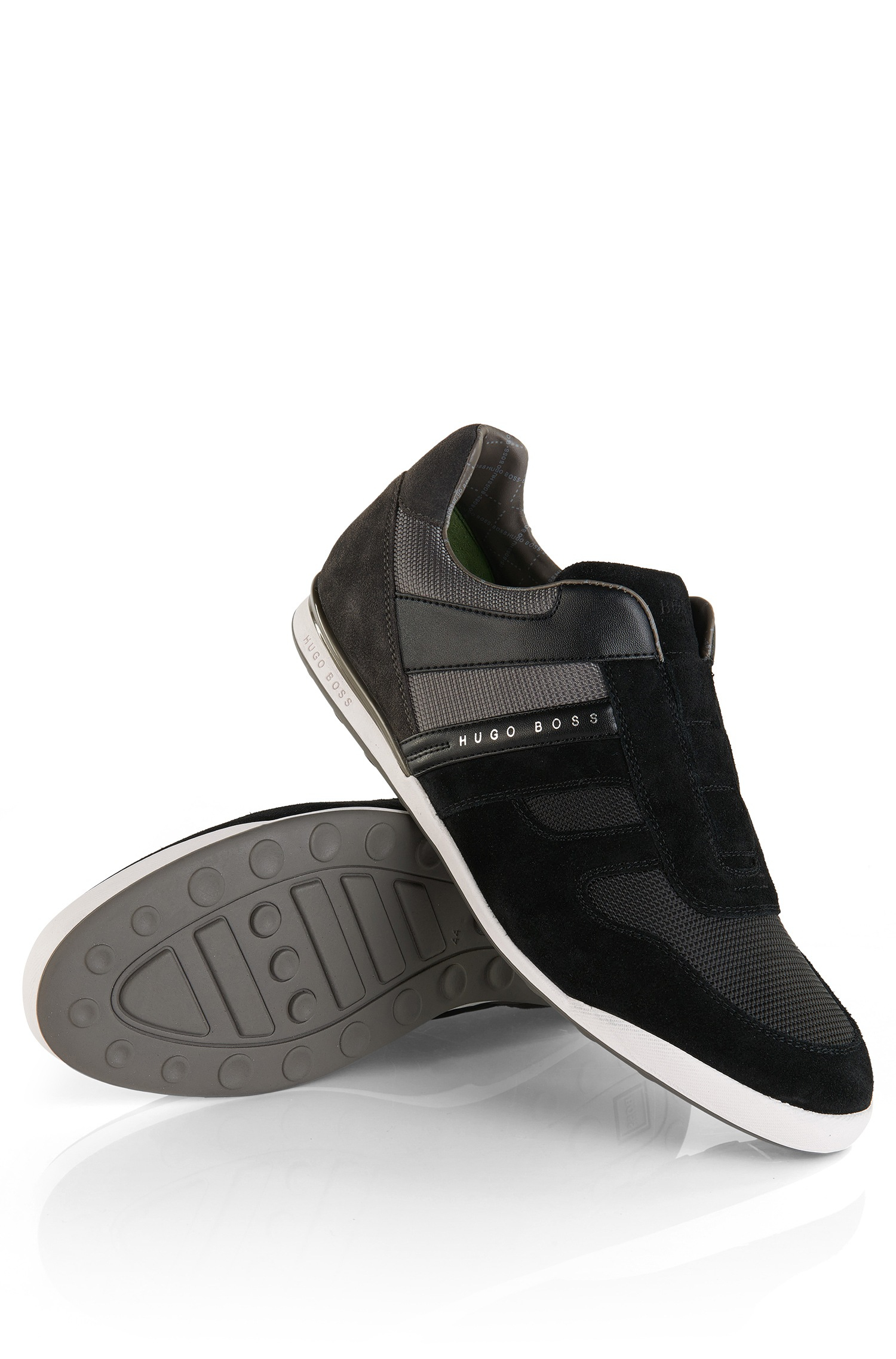 BOSS Green 'akeen Clean' | Suede And Nylon Slip On Sneakers in Black for  Men - Lyst