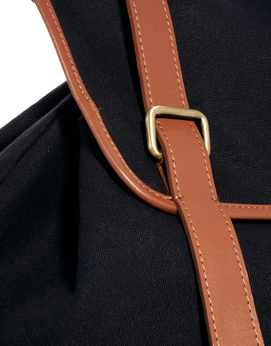 Lyst Asos Backpack with Double Leather Strap in Black for Men