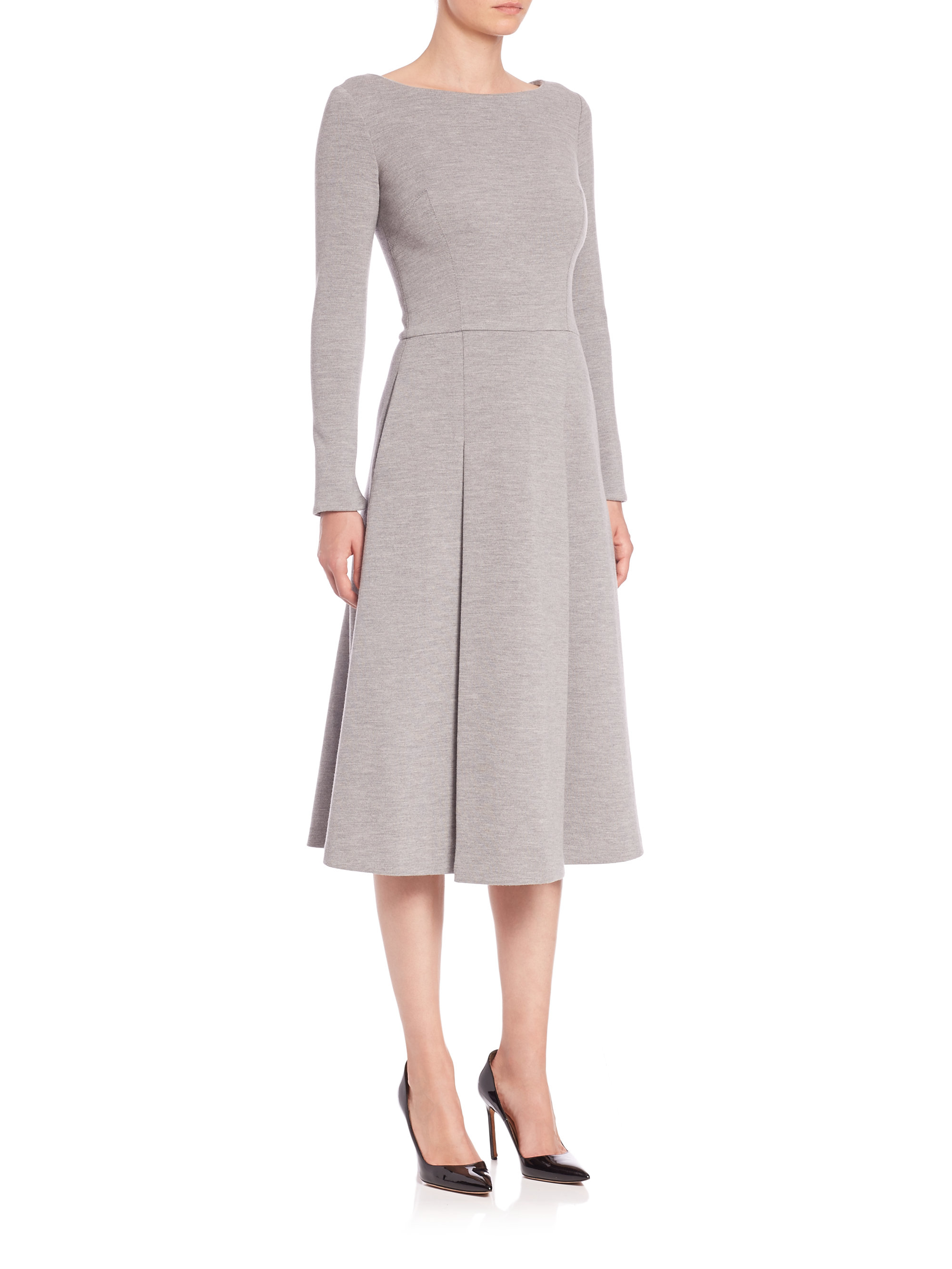 grey boat neck dress