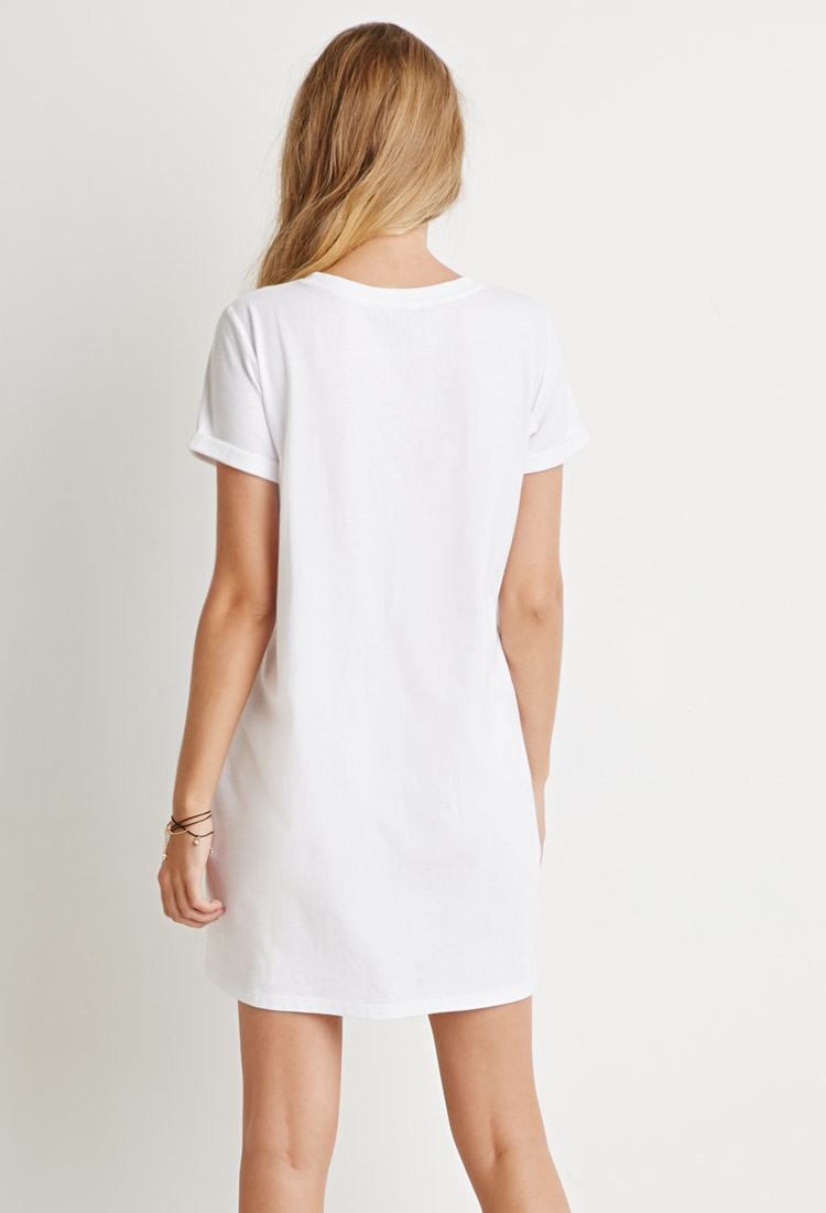 Forever 21 Cotton T-shirt Dress in White - Lyst