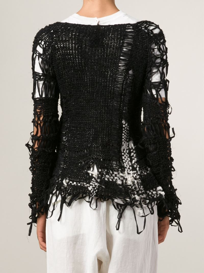 Yohji Yamamoto Distressed Sweater in Black - Lyst