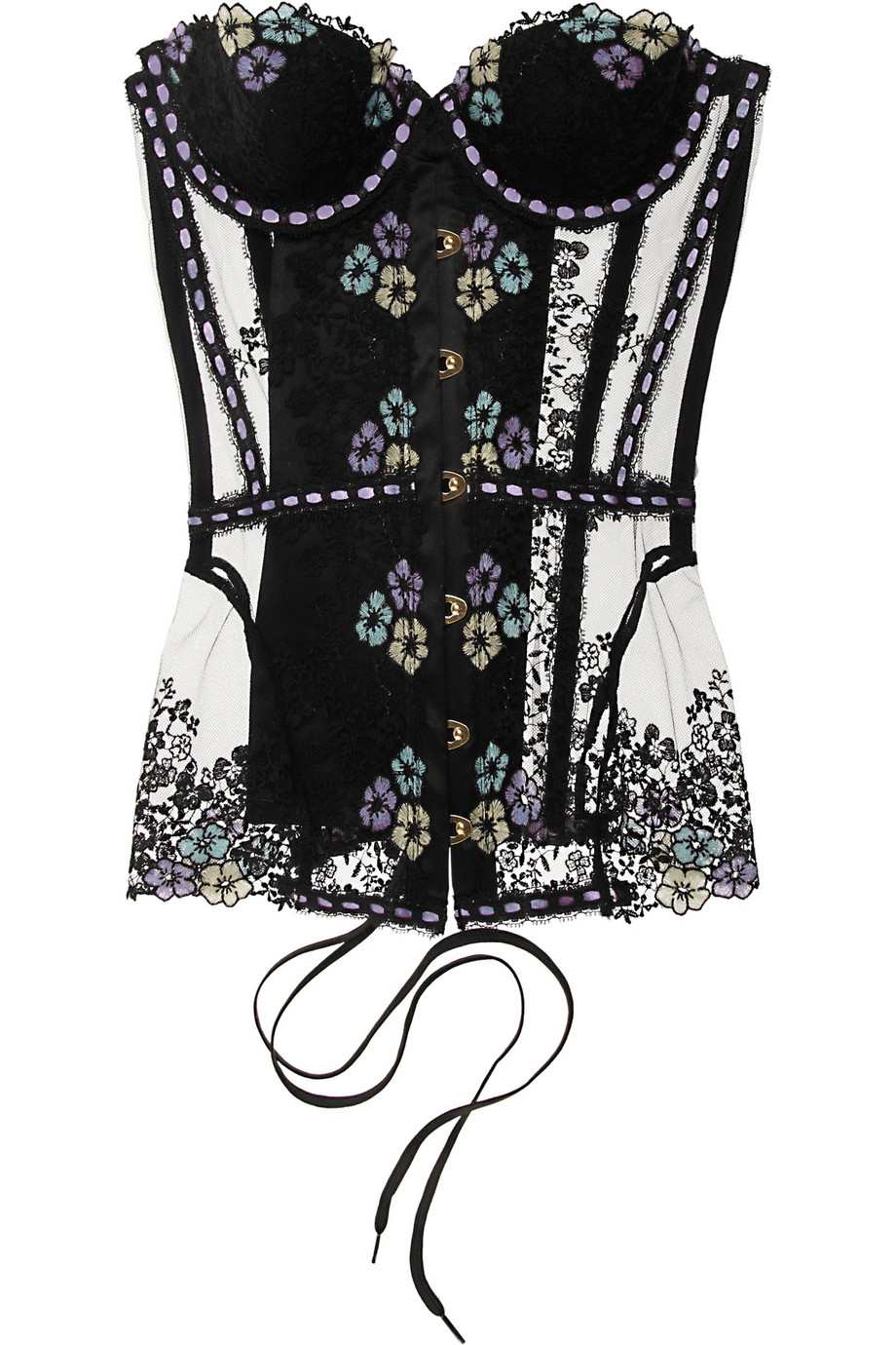 Agent Provocateur Petunia Floral-Embroidered Stretch-Tulle Corset in ...