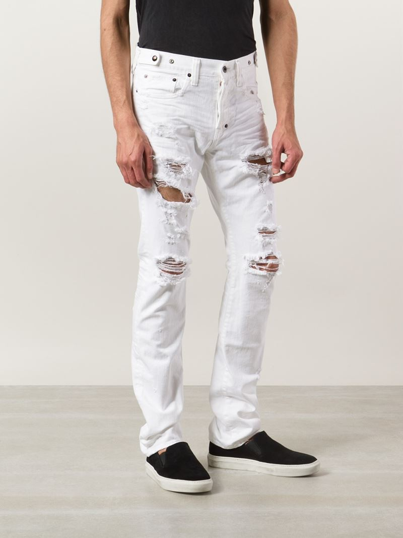 white jeans distressed mens