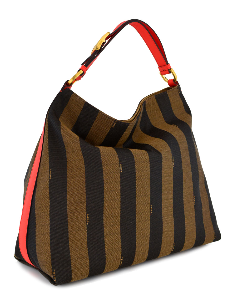 Fendi Pequin Stripe and Poppy Borsa Hobo Bag in Brown Lyst