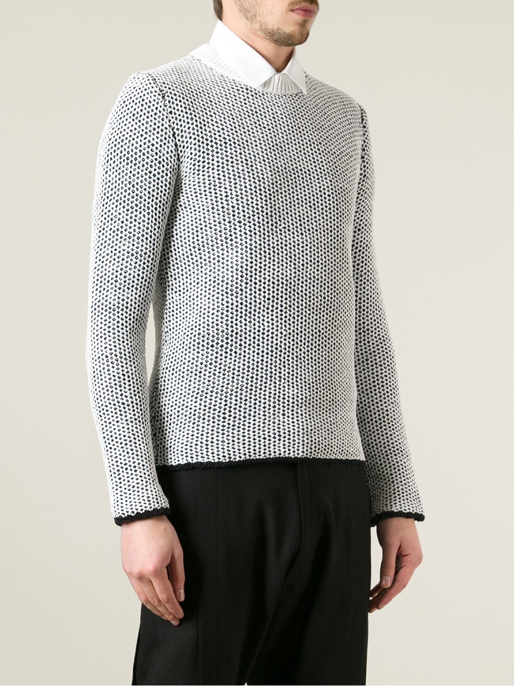 Balenciaga Honeycomb Knit Sweater in White for Men - Lyst