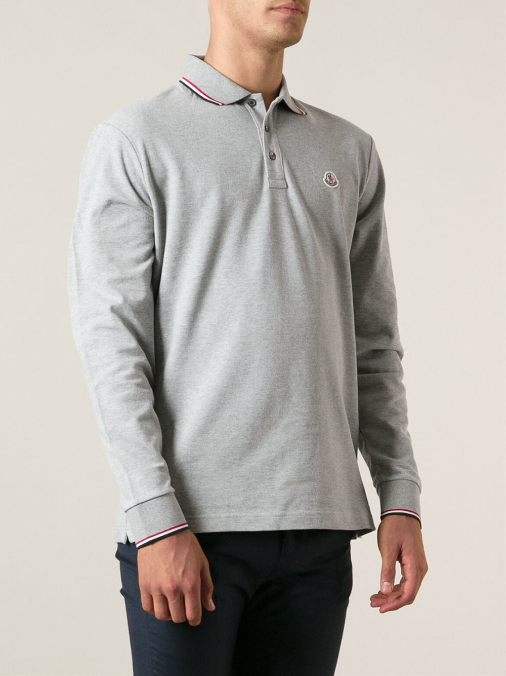 moncler long sleeve polo grey