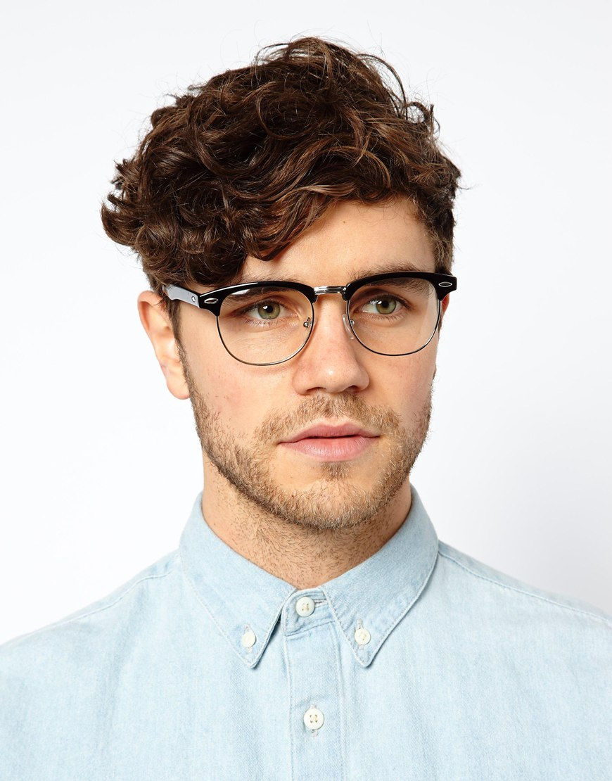 ASOS Clubmaster Glasses With Clear Lens in Black for Men | Lyst