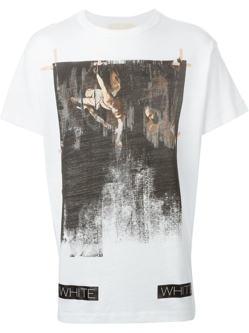 Lyst - Off-White C/O Virgil Abloh Distressed Angel Print T-Shirt in ...