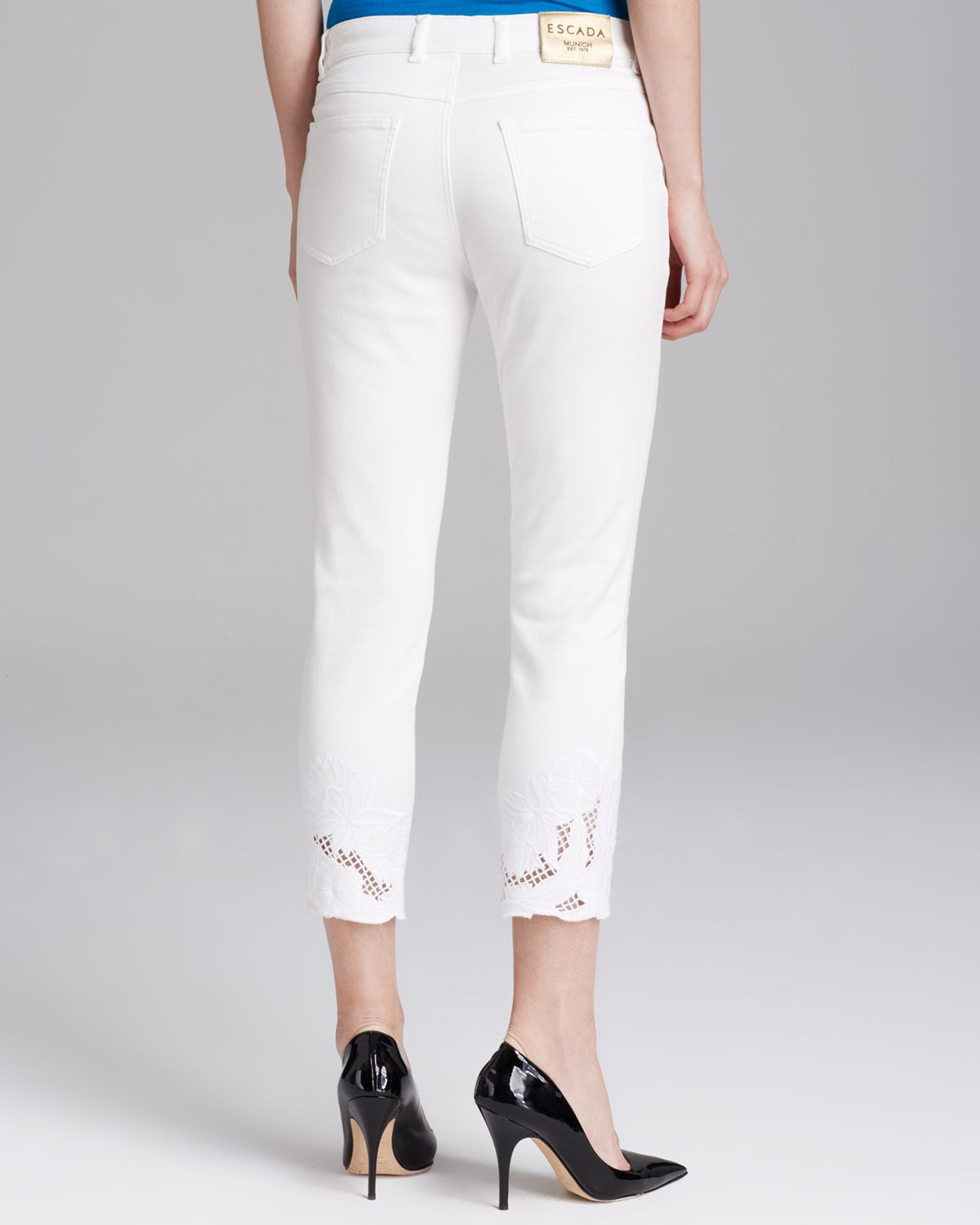 escada white jeans