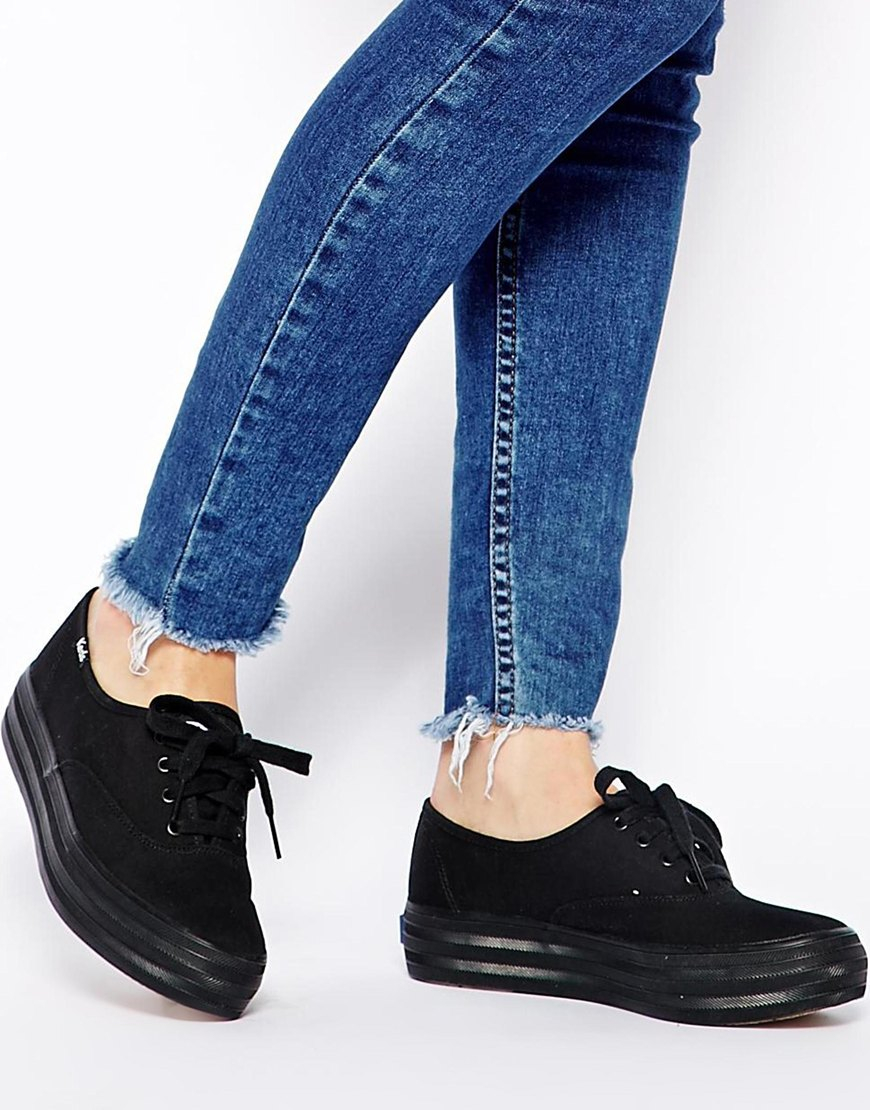 Keds Triple Black Flatform Sneakers | Lyst