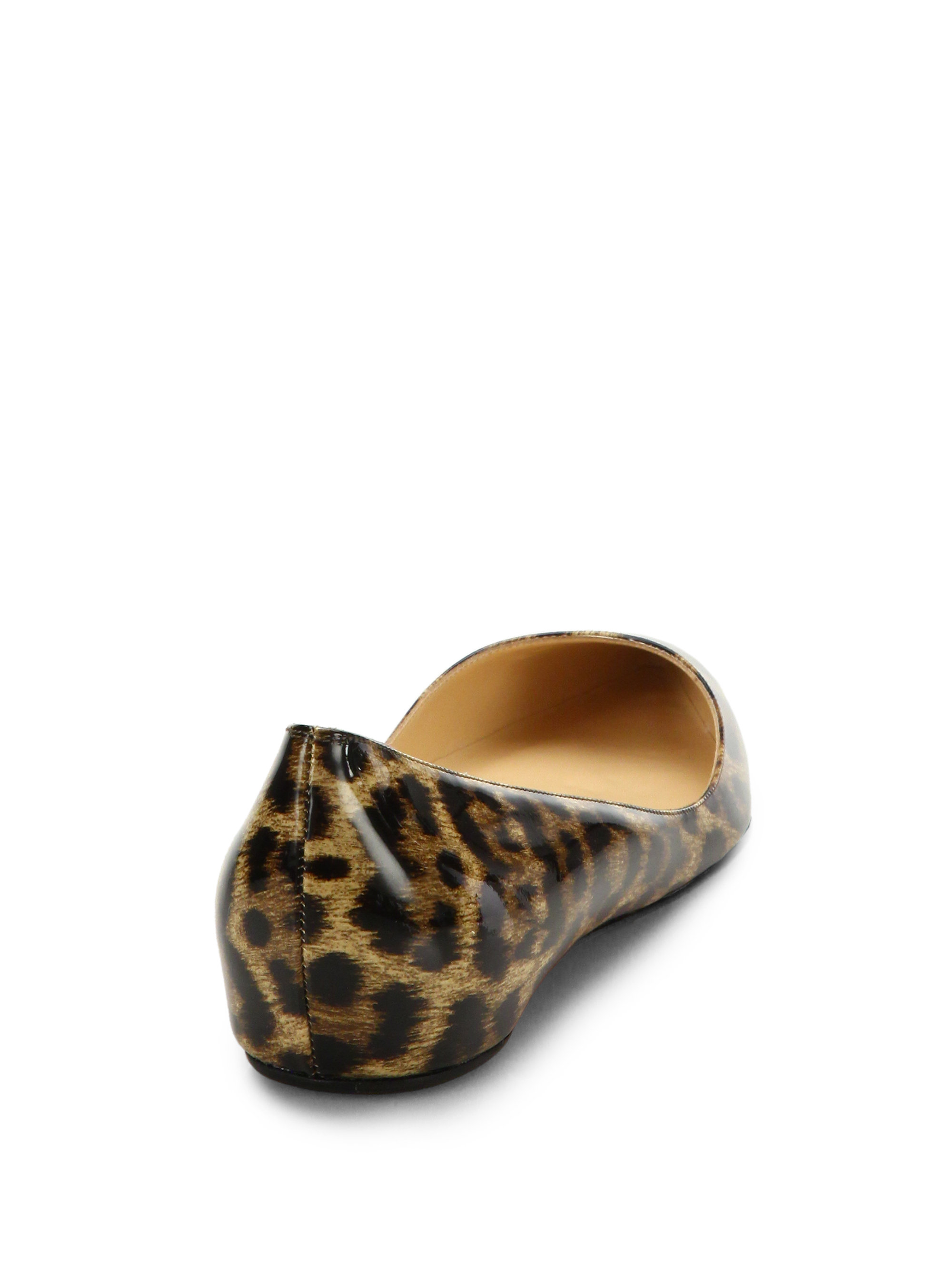 Christian louboutin Leopard Print Patent Leather Point-Toe Flats ...  