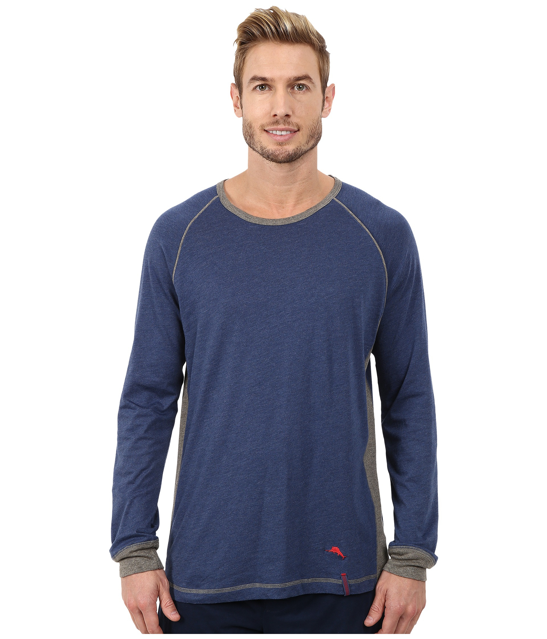 Tommy bahama Heather Cotton Modal Jersey Knit Long Sleeve Crew Neck