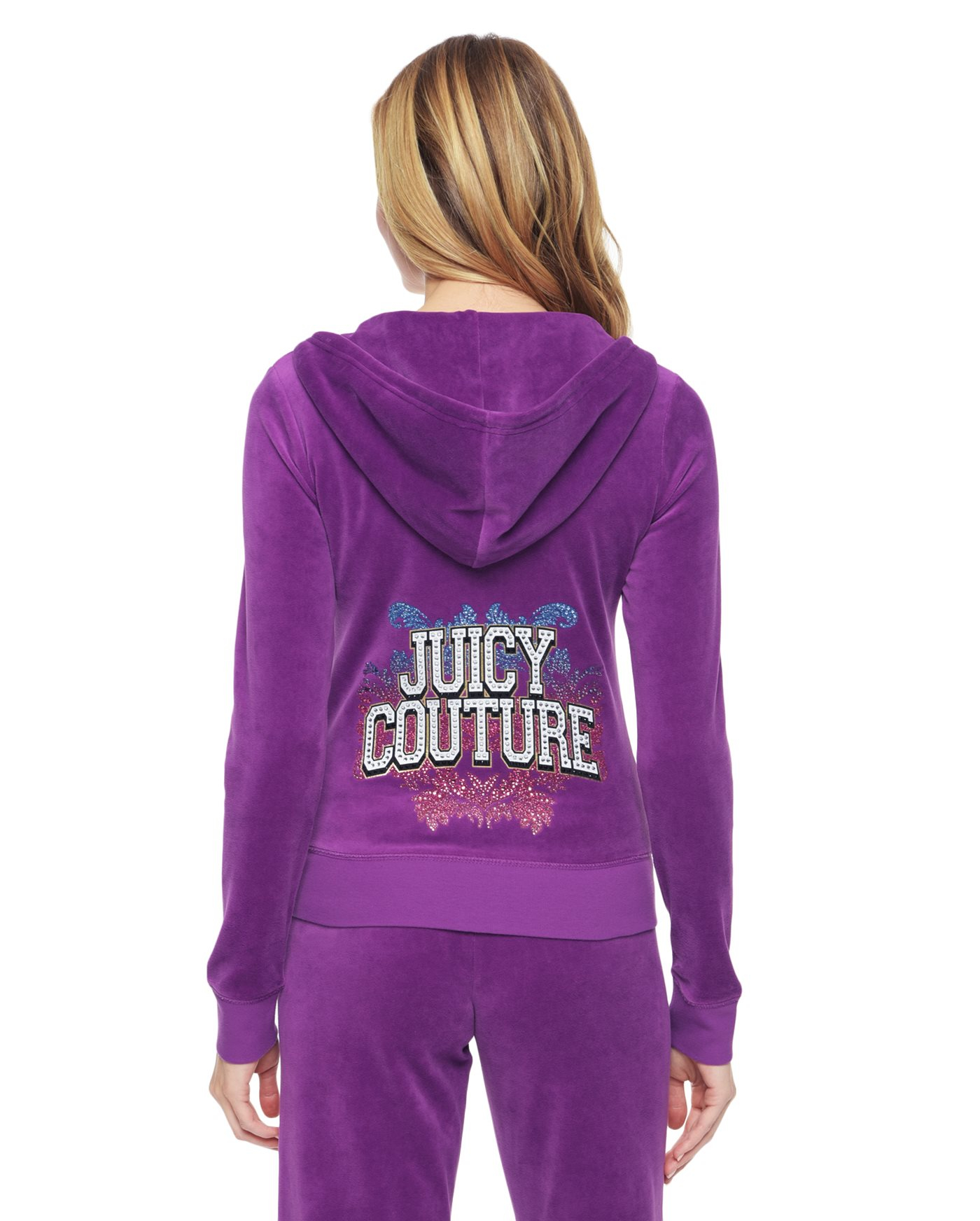 Juicy couture Logo Jc Collegiate Velour Original Jacket in Purple | Lyst
