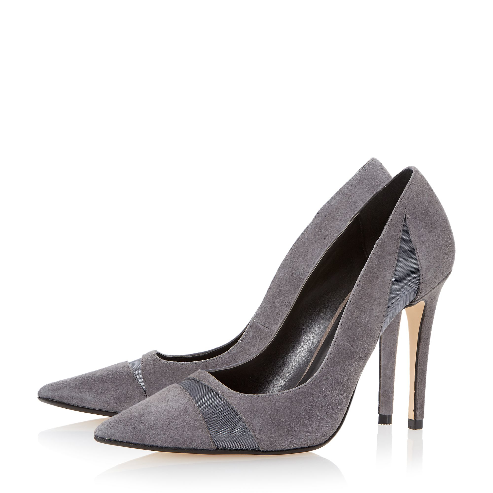 Dune Bardot Mesh Detail High Heel Court Shoes in Gray - Lyst