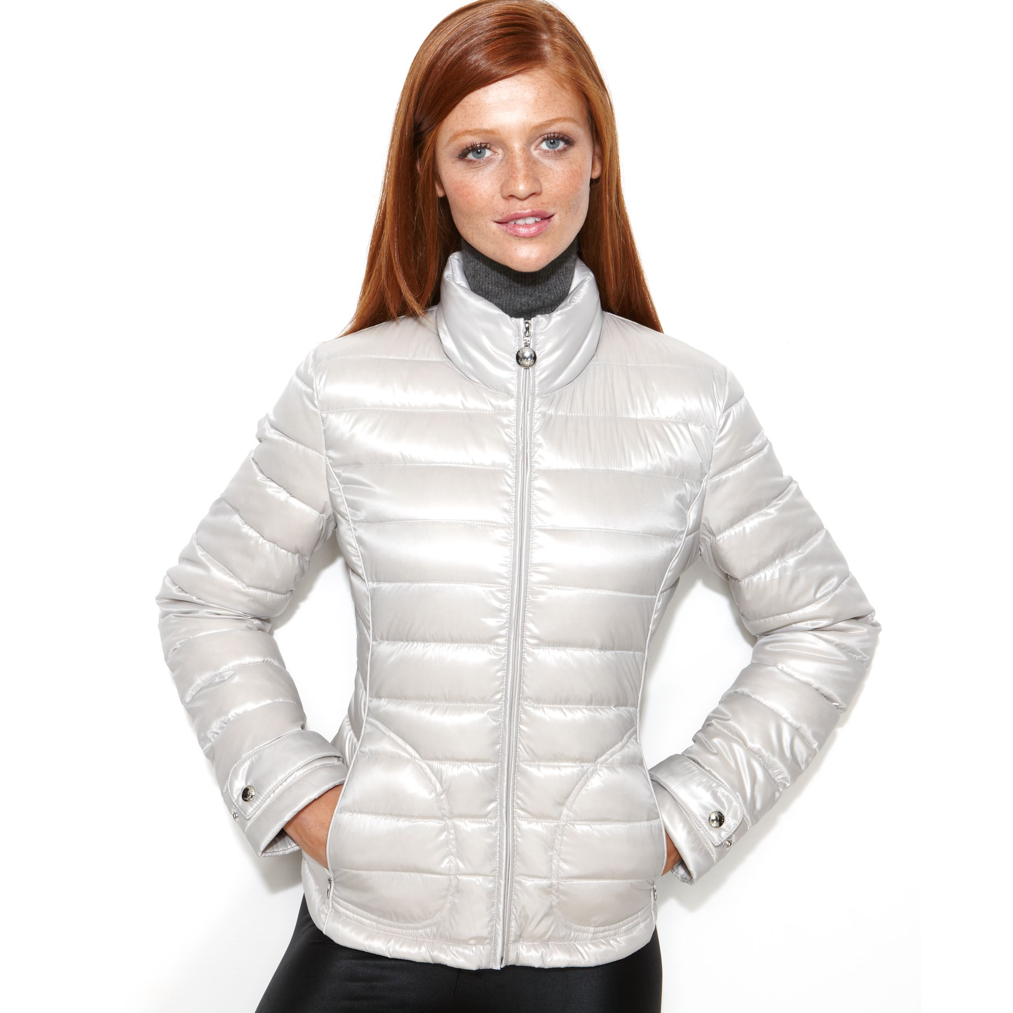 calvin klein silver puffer vest